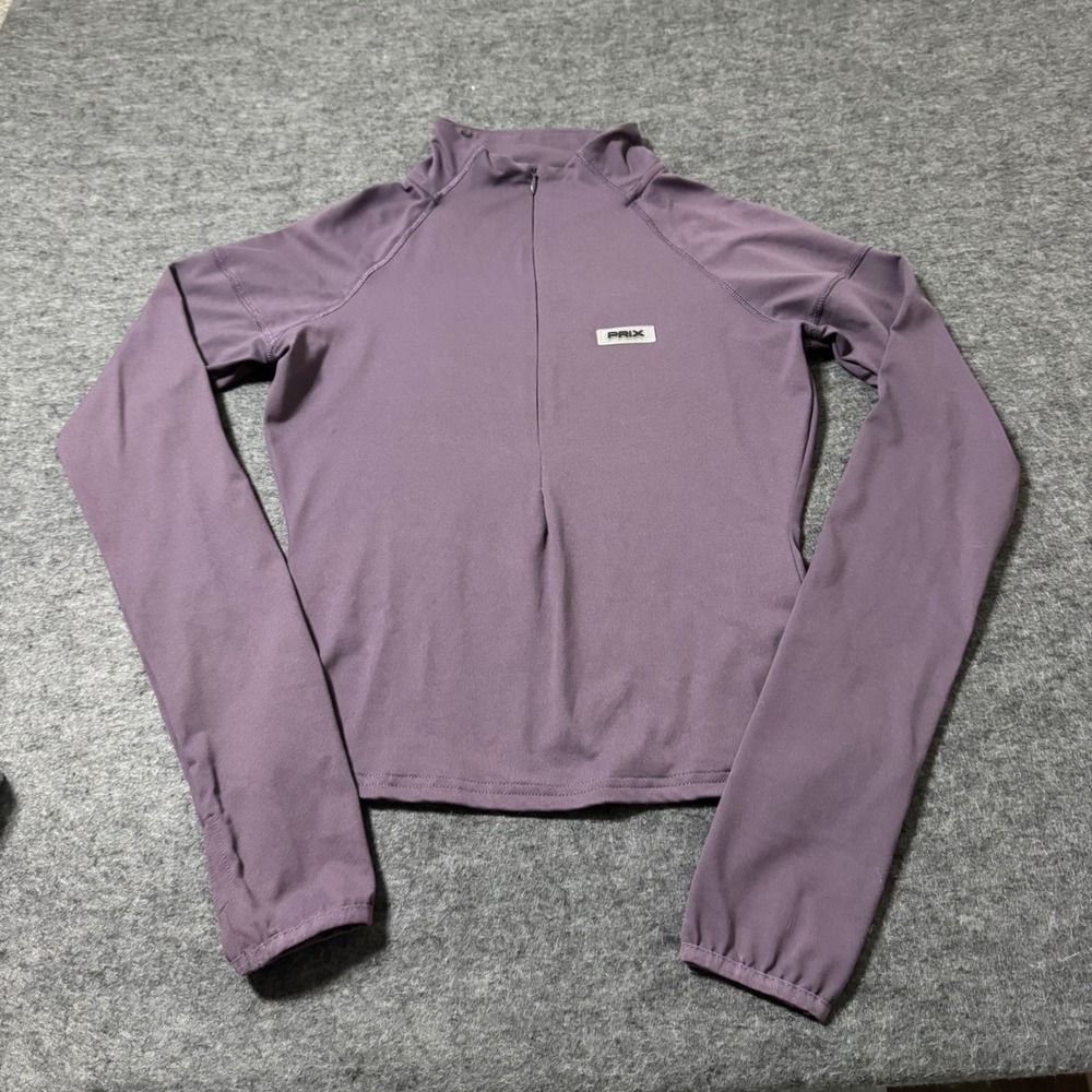 Prix Workshop Women Purple Long Sleeve Quarter Zip Active Top Thumbholes Large